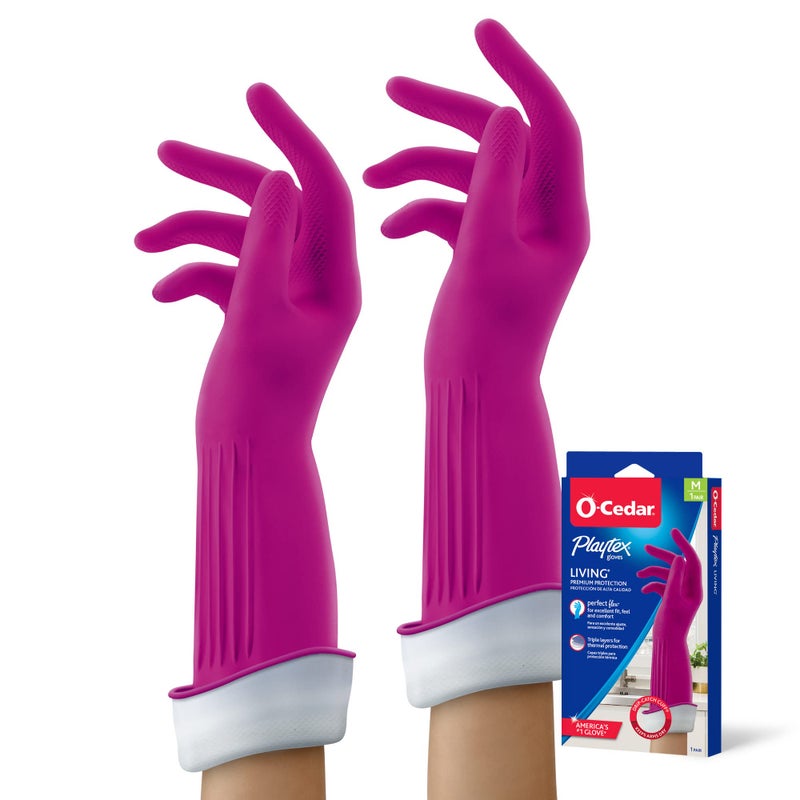 Playtex Living Drip-Catch Cuff Gloves, (Medium, 2 Pairs) Premium Protection Reusable Household Gloves - Image 1